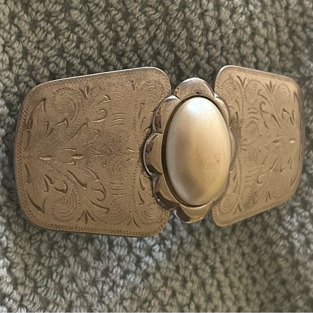 French Barrette with Faux Pearl Center